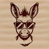 Cute Animal Portrait in Sunglasses Donkey wearing sunglasses in a simple vector illustration.