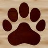 SVG design featuring multiple small to large pet paw print shapes.