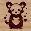 Heartfelt Possum Illustration A detailed vector illustration of a possum with heart symbols integrated into the design, suitable for various applications.