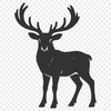 Illustrative vector design of a reindeer with Christmas theme elements.