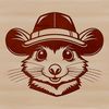 Whimsical Possum in a Hat A cartoon possum wearing a hat in a whimsical illustration style suitable for crafting or design projects.