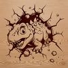 Prehistoric Dino Breaking Through Stone A prehistoric ankylosaurus dinosaur breaking through a stone wall.