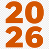 A calendar graphic illustration featuring the year 2026 in bold font, surrounded by decorative elements.