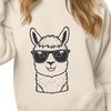 Cute Cartoon Alpaca Wearing Shades A cartoon-style alpaca wearing sunglasses on a sunny day.