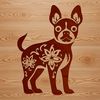 Cute Canine Silhouette A Boston Terrier dog standing on a surface.