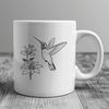 A colorful hummingbird perched on a floral branch, illustrated in vector style.