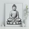 Meditative Buddha Illustration An illustration of the Buddha in a peaceful pose, ideal for vector art projects.