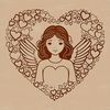 A stylized angel with a heart in its hand, designed as vector art for various digital applications.