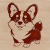 Stylized Corgi Illustration A small breed dog standing on its hind legs, depicted in a stylized vector format.