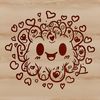 A colorful cartoon monster with love hearts surrounded by its face, suitable for children's Halloween decorations or crafts.