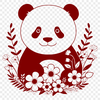A cute and playful illustration of a giant panda in a natural habitat.