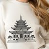 Hand-Drawn Buddhist Temple Design SVG A detailed, hand-drawn illustration of a traditional Asian-style temple with intricate architecture and ornate details.