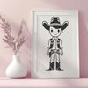 Western Outfit Illustration A detailed illustration of a cowboy in a traditional western outfit, suitable for digital designs and vector graphics.