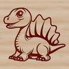 A baby Apatosaurus in a prehistoric landscape.