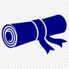 A digital vector illustration of a graduation scroll diploma with rolled paper edges.