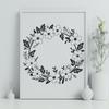 Beautiful Hand-Drawn Wreath Vector Art A floral wreath design made from intricate elements suitable for digital cutting machines.