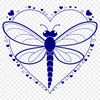 Whimsical Love Heart Dragonfly Design A colorful digital illustration of a dragonfly surrounded by love hearts in vector format.