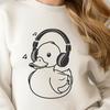 Duck in Headphones Illustration Simple illustration of a duck wearing headphones in a digital format.