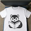 Ferret Reading a Book SVG Illustration A ferret sitting on a book with its paws resting on the cover, showcasing a pet animal reading a book.