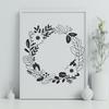 Floral Circular Design A floral wreath design made from interconnected flowers in a circular pattern.