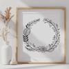 Beautiful Hand-Drawn Wreath Clipart A floral wreath design created as a vector graphic for digital and print applications.