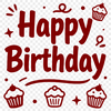 Illustrated vector design of a happy birthday message for various personal and commercial uses.