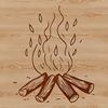 An illustration of a crackling campfire surrounded by nature.
