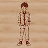 A young child standing in front of a blank background, created as an SVG vector graphic.