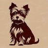 A digital illustration of a Yorkshire terrier in a seated position, suitable for use as clip art or vector design.