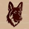 Vector Graphic of a German Shepherd Dog's Face A detailed vector illustration of a German Shepherd's head, ideal for use in design projects.