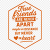 A vector graphic quote about friendship with a clean and simple design.