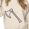 Hand Tool Icon A hand-held tool with a sharp blade and handle used for chopping wood or other materials.