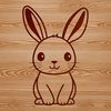 A simple illustration of a sitting rabbit, suitable for vector art projects.