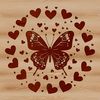 Colorful Butterfly with Heart Details A colorful illustration of a butterfly with heart symbols surrounding its wings.