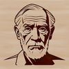 A detailed illustration of a mature male figure in profile, suitable for vector design.