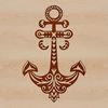 A set of anchors with ropes and chains in a nautical design.