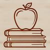 Teacher's Textbook with Apple Logo SVG Illustration A digital illustration of a teacher's textbook featuring the Apple logo, suitable for educational purposes.