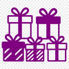 A 2D vector illustration of a wrapped gift with a bow on top, suitable for commercial or personal use as a design element.