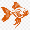 A colorful vector design featuring a cartoon goldfish swimming.