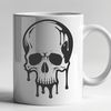 Blood-Soaked Skull Design Template A detailed SVG illustration of a skull with dripping blood, suitable for use in Halloween designs.