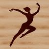 Female Gymnast in Balance Beam Pose A female gymnast in mid-air, performing a balance beam routine, suitable for vector art and design projects.