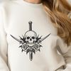 Stylized Skeleton Clip Art A stylized illustration of a Gothic-inspired skull with intricate details, suitable for vector design projects.