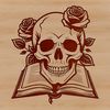 Ornate Skull Illustration Free Download A detailed illustration of a Gothic-style skull with ornate details, suitable for cutting or laser engraving.