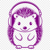 A simple vector illustration of a hedgehog with headphones.