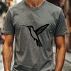 Iridescent Bird Silhouette in Vector Format A colorful bird with iridescent feathers and a long beak, characteristic of the hummingbird species.