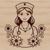 A female figure dressed in a nurse's uniform, representing the healthcare profession.