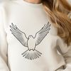 Beautiful White Bird Perched on Branch A simple white dove perched on a branch, depicted in a clean vector design.