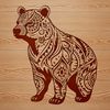 A stylized illustration of a standing bear with ornate details, suitable for digital design projects.