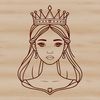 An illustration of a young female princess with a crown, suitable for vector art and design.