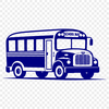 Illustration of a school bus with bold lines and simple design suitable for educational materials.